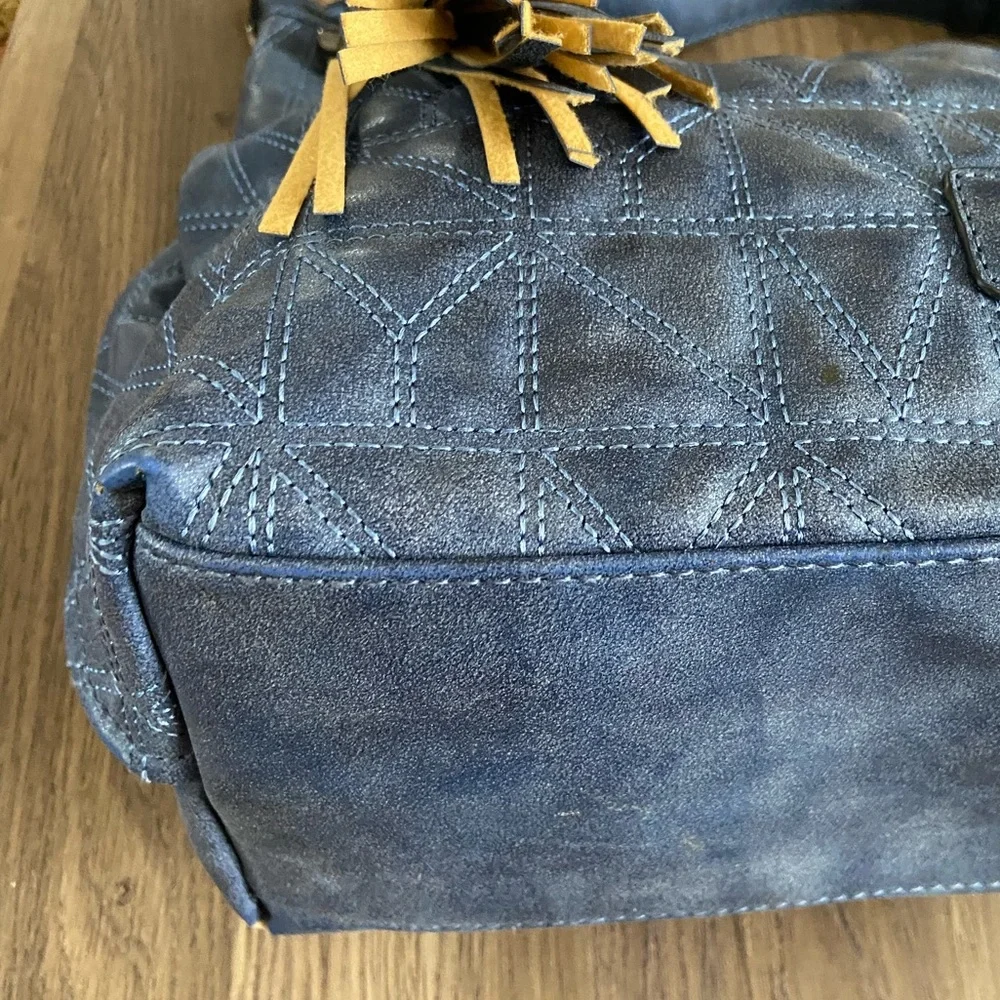 Nicole Miller Faux Suede Quilted Hobo Bag